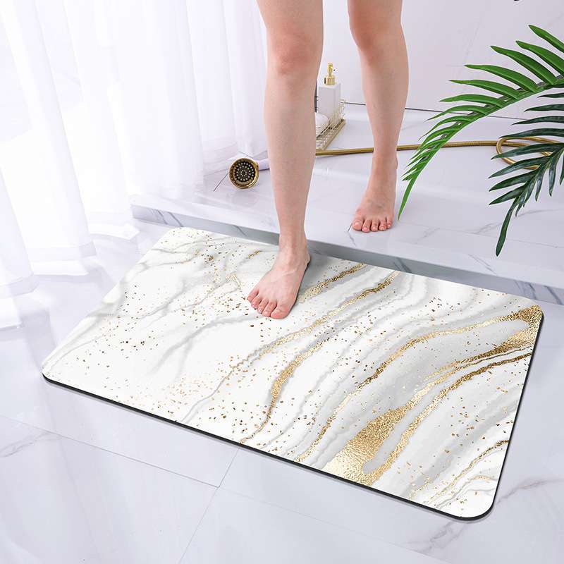 Marble Diatomaceous Bathroom Mat With Quick Drying And Non Slip Function For Home Decor