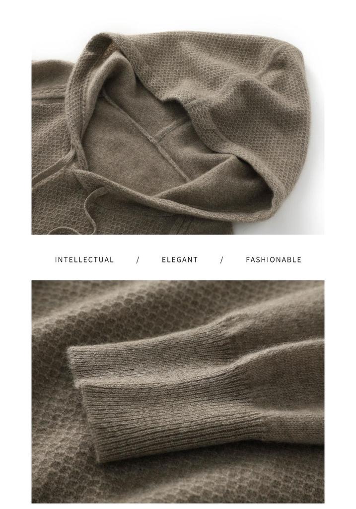 2026 Le Ka Sha Women's Long Sleeve Cashmere Knit Hoodie Sweater, Slim Fit Versatile Base Layer Pullover