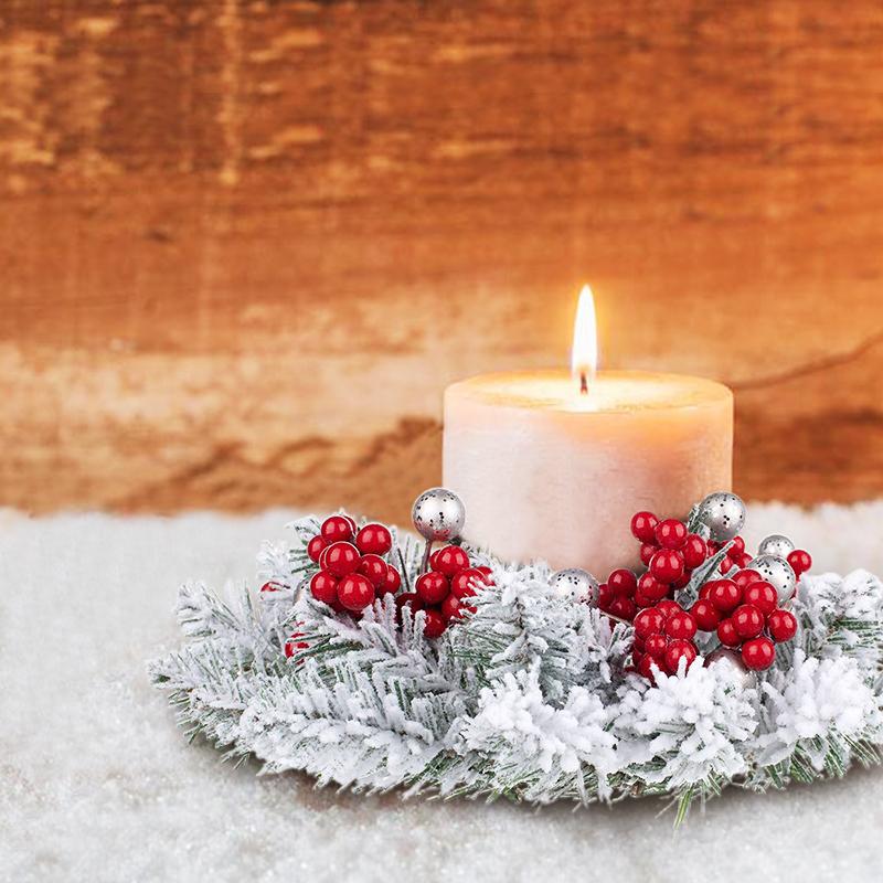 1PC Tabletop Decor Christmas Holiday Centerpiece Christmas Wreath With Candle Holder