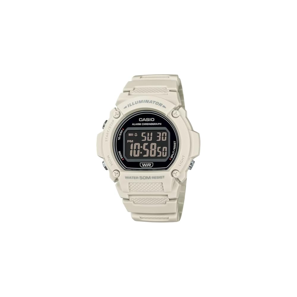 Casio Standard Digital Watch W-219HC-8BV Men s Matte Ivory Color Waterproof Design