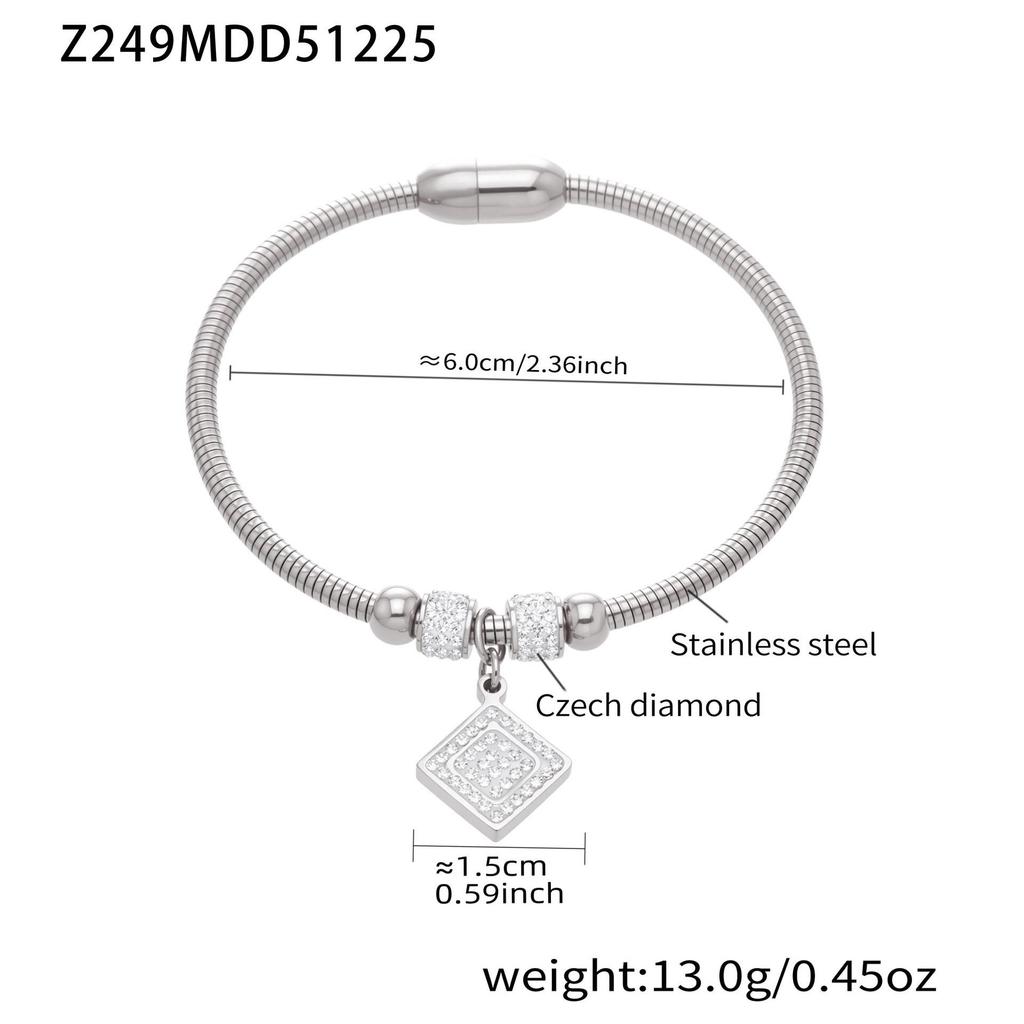 18K Gold-Plated Stainless Steel Bracelet with Zirconia Insets – Geometric Luxury Design