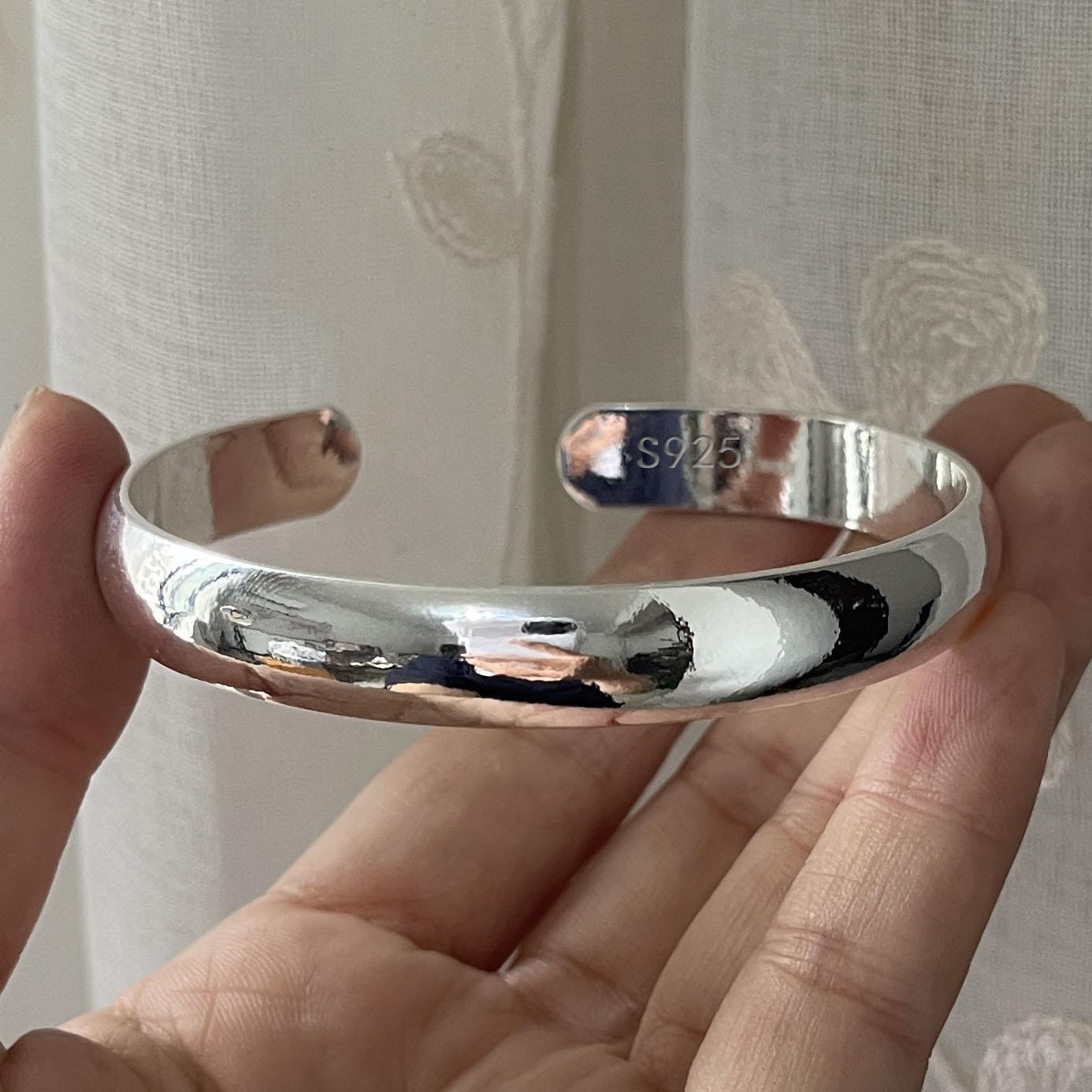 

100% Solid 925 Sterling Silver Metal Bracelet for Women Men Shinning Handmade Simple Narrow Flower Bracelets For Birthday Gift