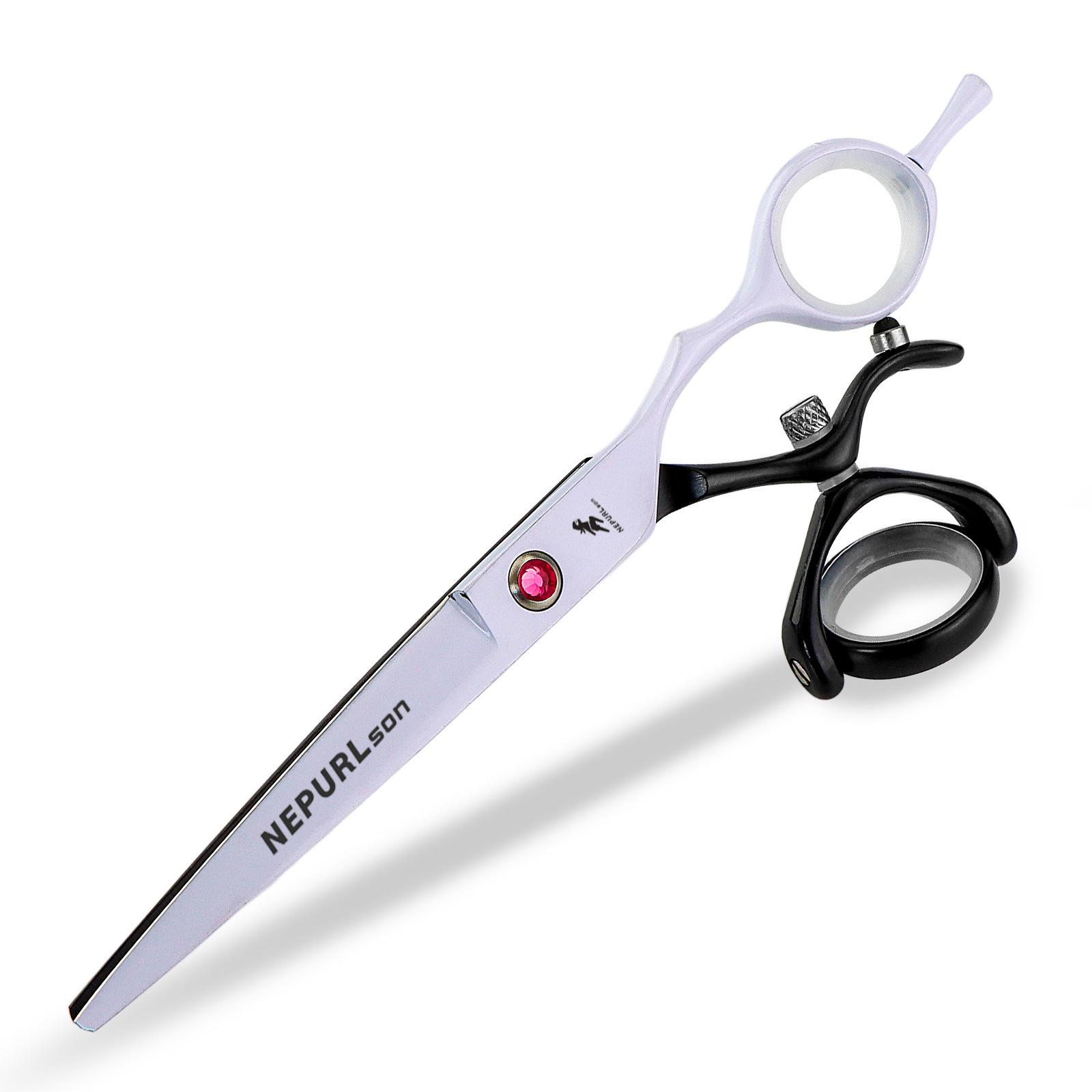 Naipusen 6.0  Black & White Swivel Hairdressing Scissors Set: Straight & Thinning Shears