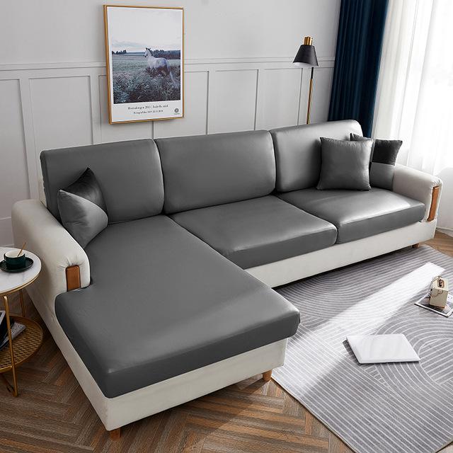 Waterproof Sofa Seat Cushion Cushion Cover For L Shaped 3 Seater Sofa Furniture Family Pu Leather Protector Stretch Washable Removable Slipcovers