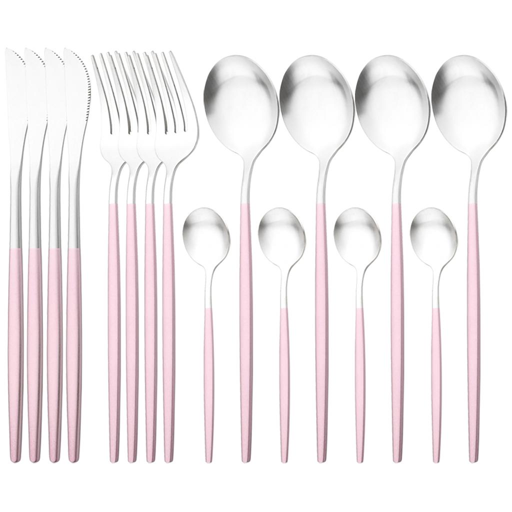 16Pcs Black Gold Dinnerware Cutlery Set Western Matte Stainless Steel Tableware Dinner Knife Fork Tea Spoon Flatware Kitchen Silverware