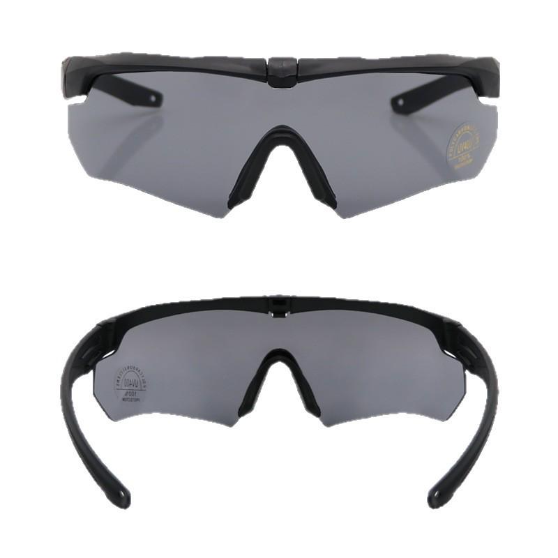 In-Stock Black CS Tactical Polarized Anti-UV Shooting Goggles - Windproof, Sandproof Outdoor Sunglasses.