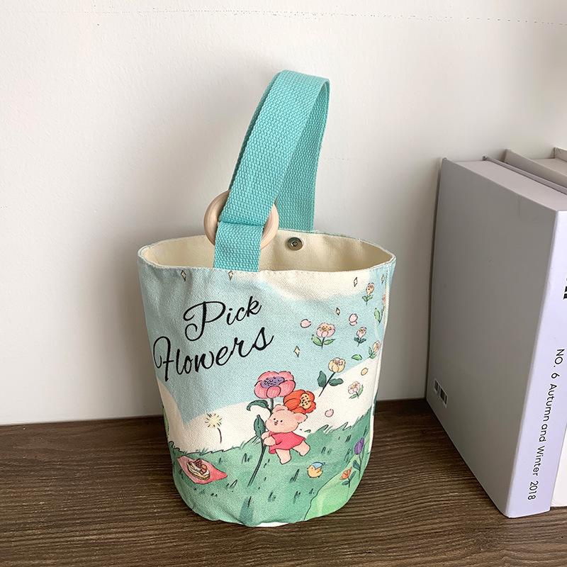 

Women s Canvas Bucket Bag, Cute Illustration Print, Clutch, Student Bag 25 * 21 * 15CM