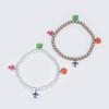 BONBEAU Multiful Enamel Motive Silver Charms Bracelet Cute Motif Charm Crystal Ball Bracelet