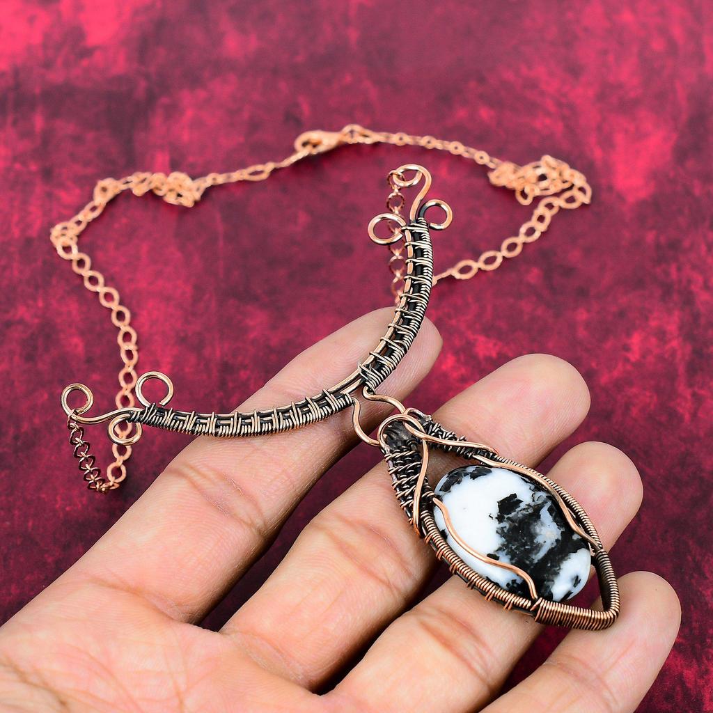 White Buffalo Turquoise Necklace Copper Wire Wrapped Necklace Adjustable Chain Necklace Copper Jewelry Handmade Necklace Gemstone Jewelry