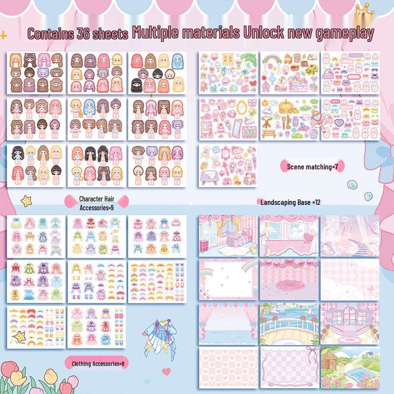 Nini Princess Dress-Up Sticker Set: Sparkling Dress-Up Show & Greeting Card Gift for Girls