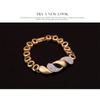 New Gold Cuban Alloy Bracelet Earrings Necklace Ring Four-piece Wholesale Explosive Jewelry Set Women