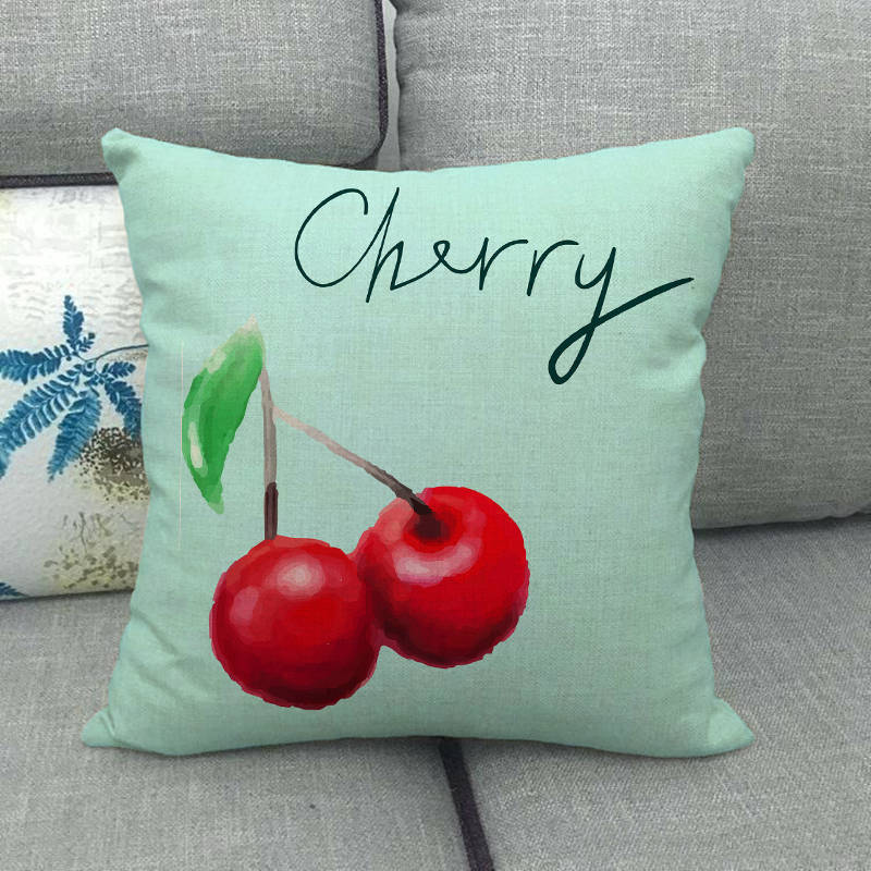 Watercolor Patterns Of Fruits And Vegetables Digital Printing Short Plush Pillow Covers For Sofa Office Cushion Cover Home Goods