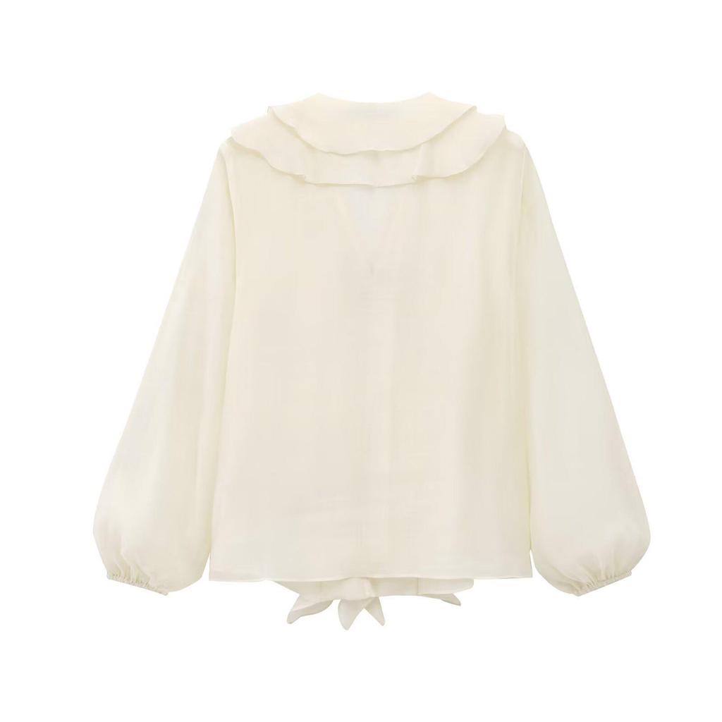 2025 Spring Casual Layered Puff Sleeve V-Neck Blouse