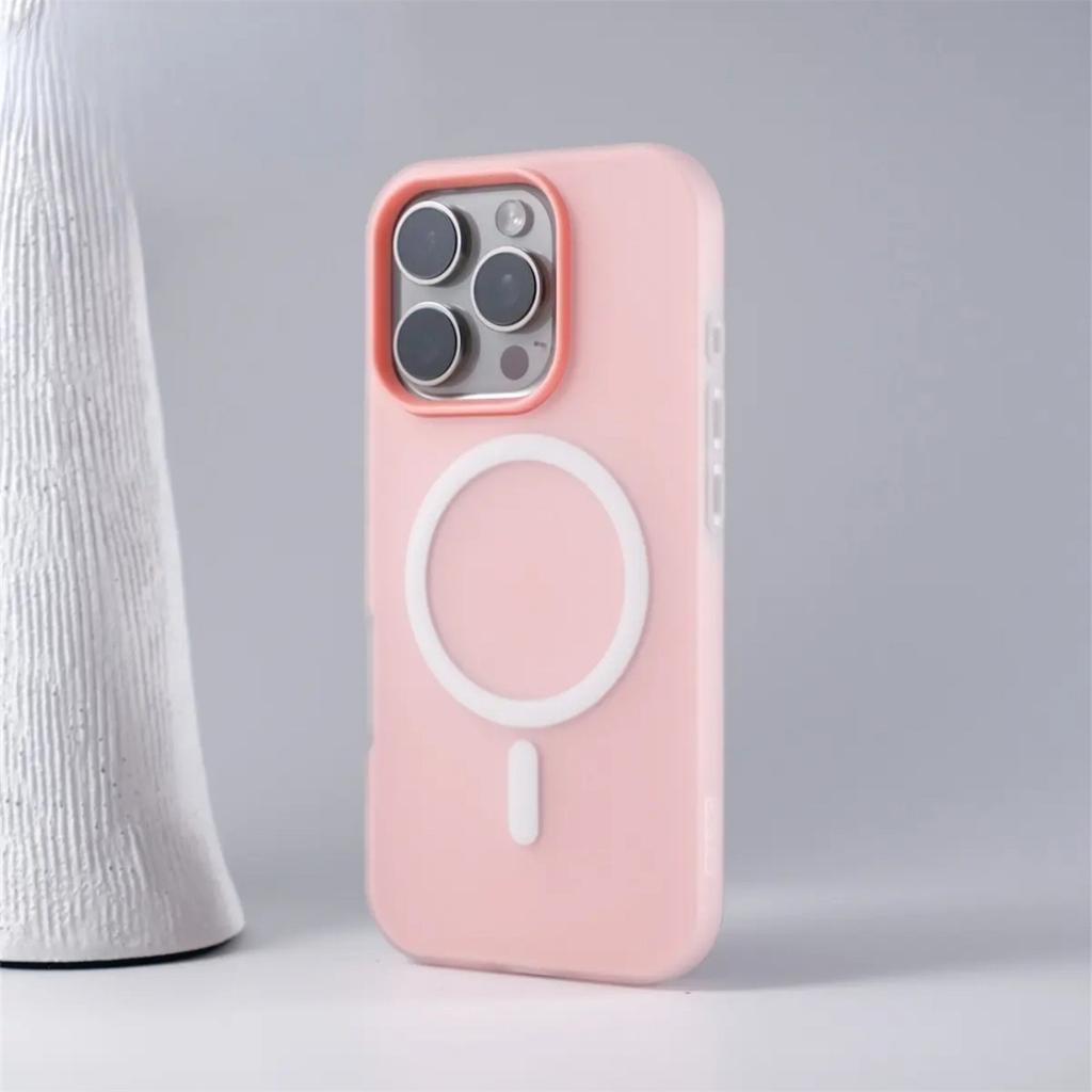 Luxury Candy Color 2 IN1 Case for iPhone 17 16 15 14 Plus 13 12 Pro Max 11 for Magsafe Magnetic Wireless Charge Matte Soft Cover