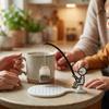 Portable Fishing Man Tea Bag Holder Heat-resistant Drip-catching Coaster Fisherman Tea Bag Stand Drip-catching Plastic