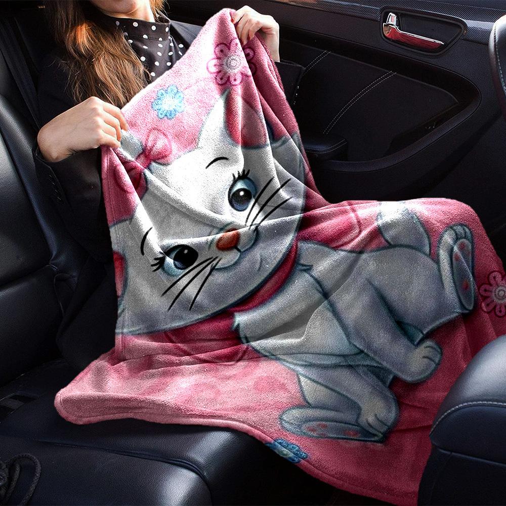 1pc cat flowers blanket Lightweight Flannel Throw for Sofa Bed Travel Camping Livingroom Office Couch Chair