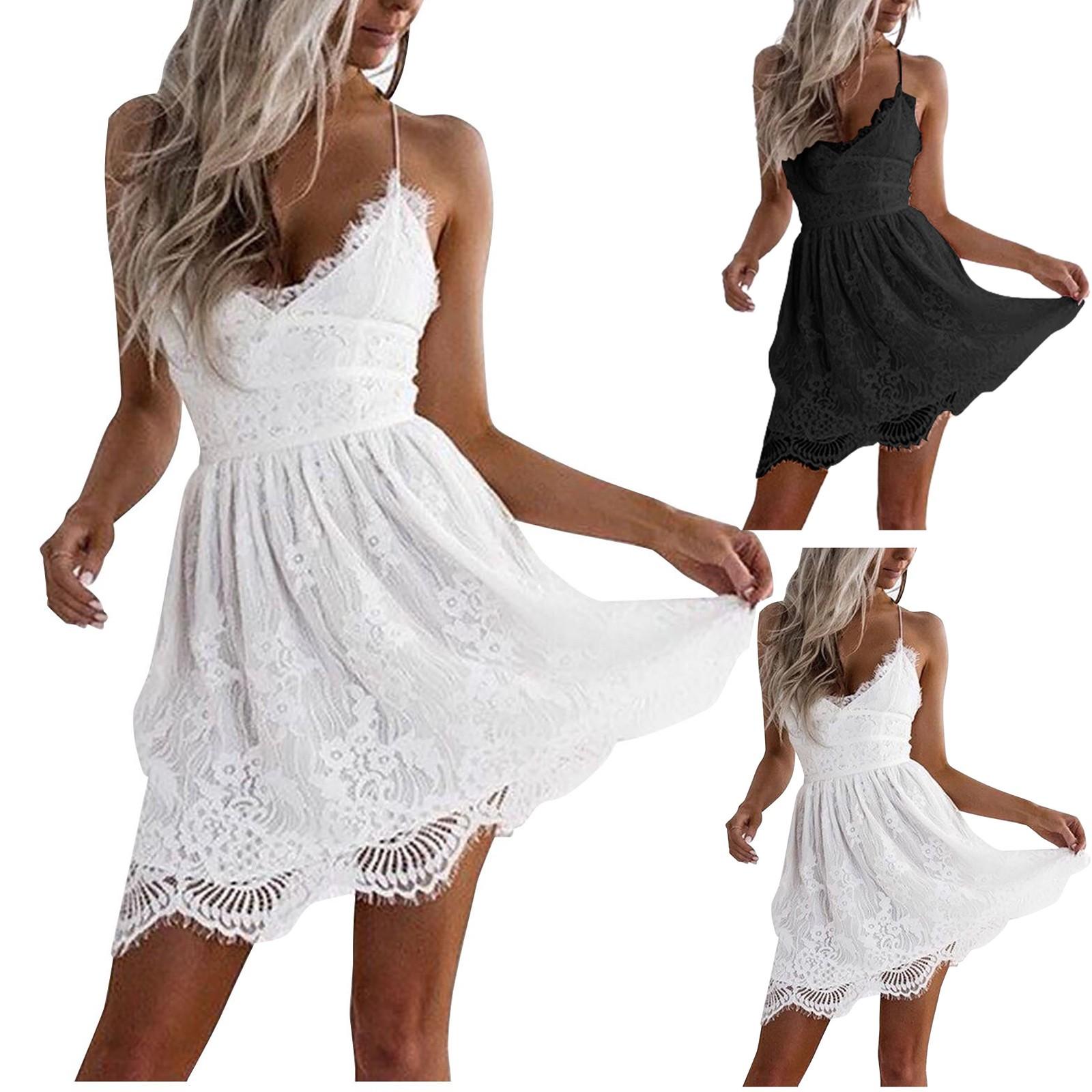 

Женские летние свободные повседневные пляжные платья с v-образным вырезом и однотонным принтом