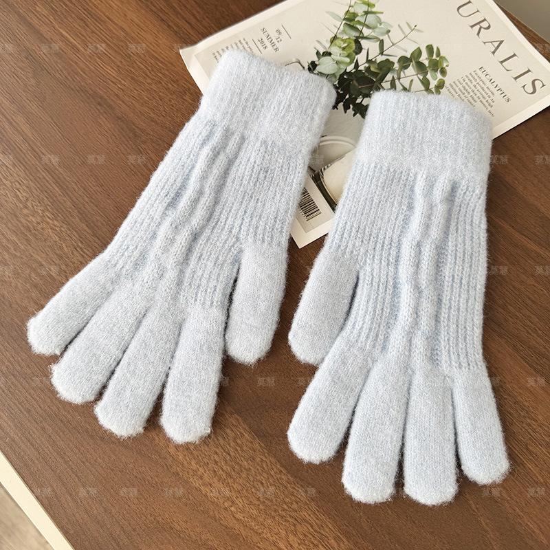 New adult season thickened outdoor knitted wool female finger leakage finger