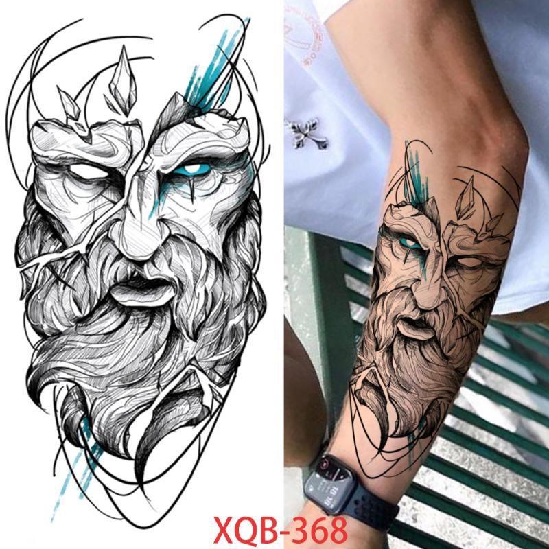 1 stk 210*114MM Havfrue Midlertidig Tatovering For Kvinner Menn Realistisk Rev Løve Blomst Tatoveringer Klistremerke Rygg Arm Engangs Død Hodeskalle Falsk Tatovering