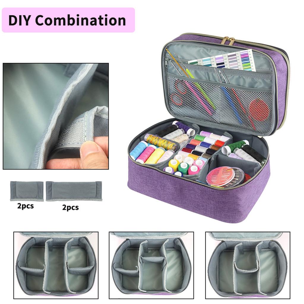 Double Layer Sewing Kit Supplies Storage Organizer for Needles Scissors Measuring Tape Thread ToolsSewing Accessories Organizer
