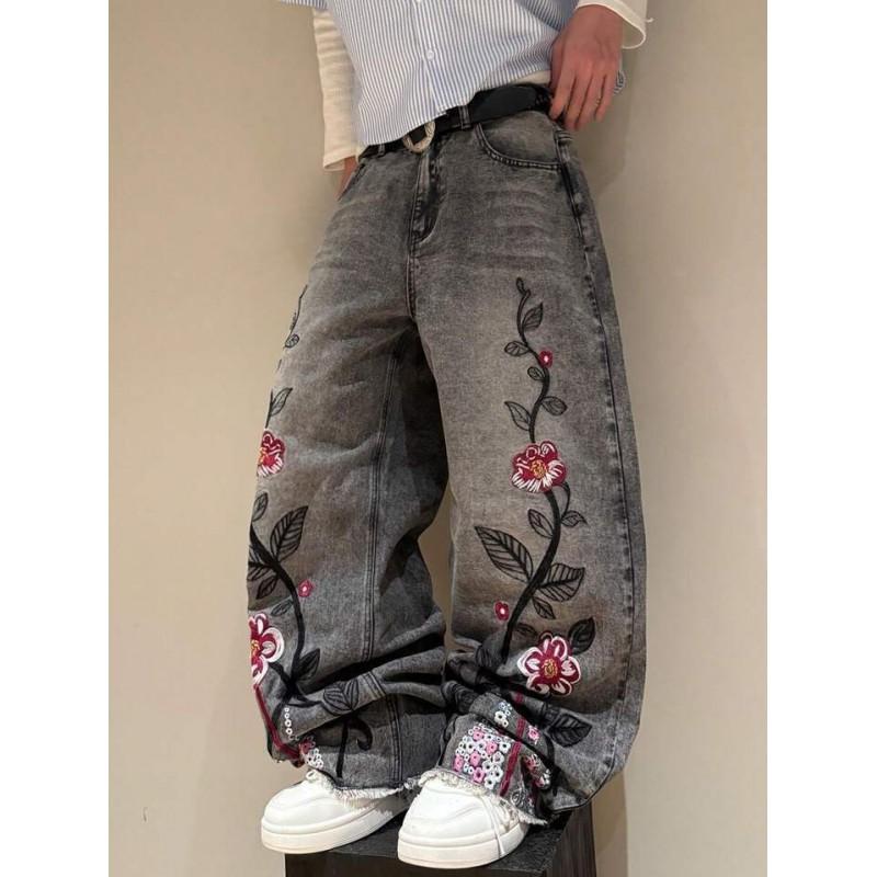 Streetwear Gothic Style Embroidered Cherry Blossom
