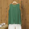 Women Tops Sleeveless Round Neck Front Slit Design T-Shirt Pure Color Loose Fit Summer Casual Camisole Vacation Office Date Wear