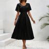 Women's V-Neck Waist-Defining Polka Dot Short-Sleeve Casual Dress