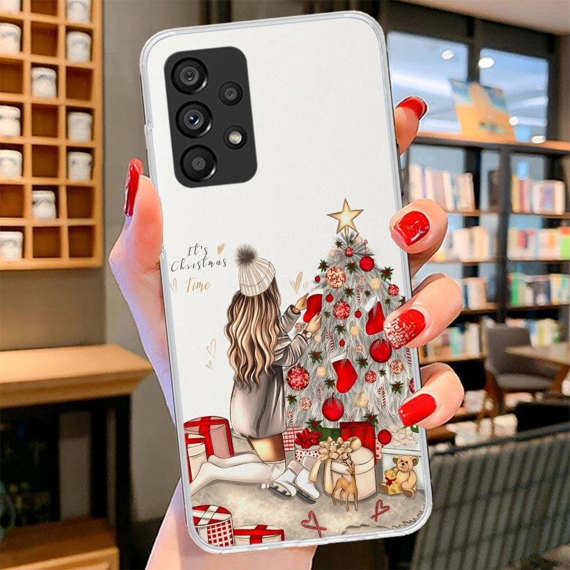 Christmas Girls Tree Gift Phone Case For Samsung Galaxy A17 A37 A57 A16 A26 A36 A56 A15 A25 A35 A55 A14 A24 A34 A54 A13 A23 A33