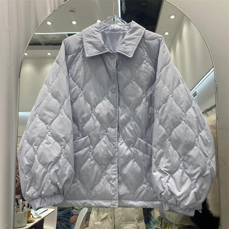 Women's 2022 Winter Korean Argyle Turn-Down Collar Down Jacket - Bright Color Duck Down Coat