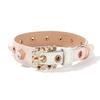Shiny Gradient PU Leather Pet Collar with Crystal Rivets - Adjustable Bling Dog Cat Collar for Small Pets Yorkshire Accessories