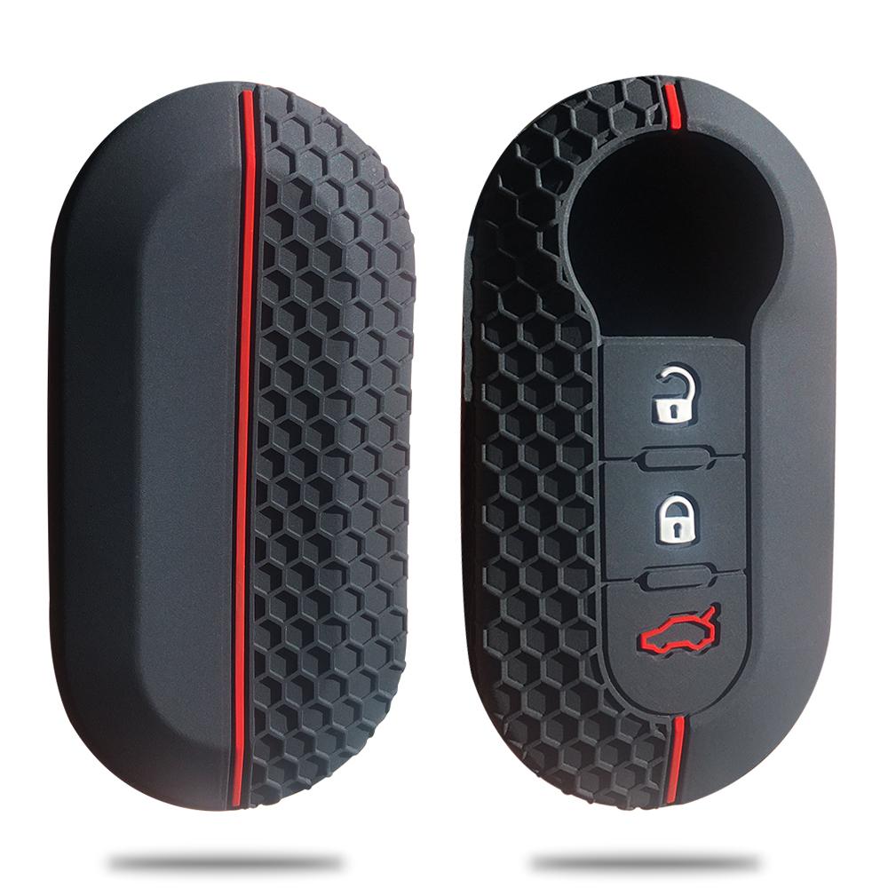 Silicone Car Key Cover Case for Fiat 500 Panda Dubbed Grande Punto Stilo 500x Ducato Remote Auto Folding Flip Key Holder Case
