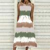 Plus Size Women Sleeveless Crew Neck Dress Romantic Bouquet Floral Flowy Calf Length Dress