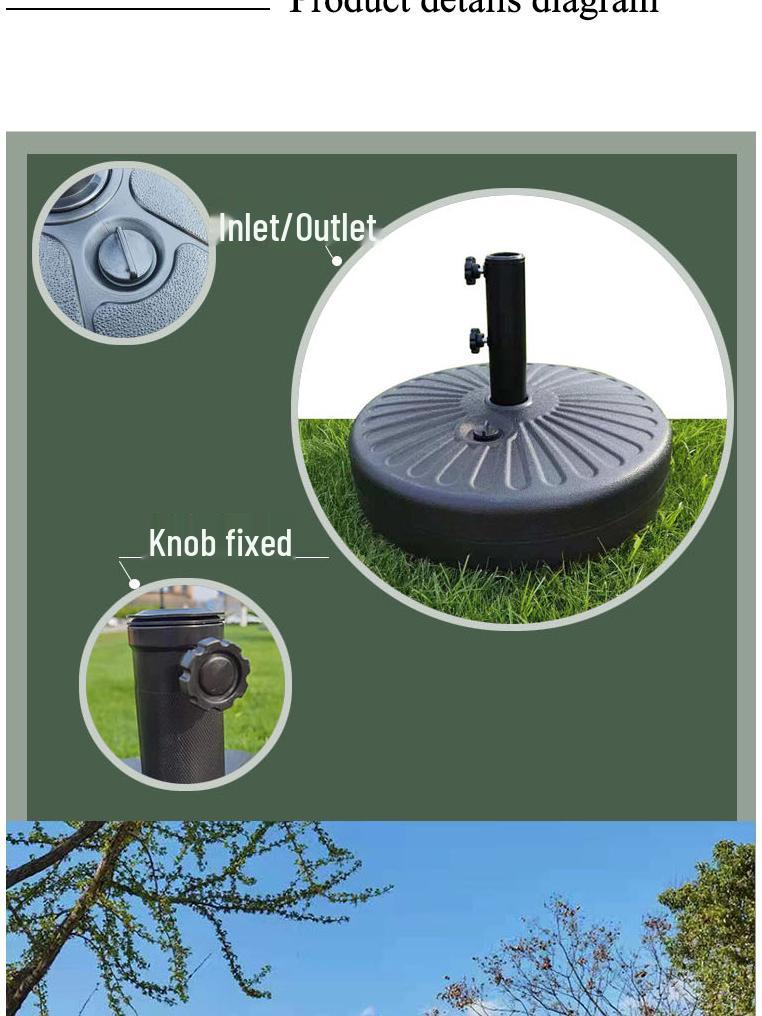 Outdoor Sunshade Parasol Water-Filled Base for Center Pole Umbrella