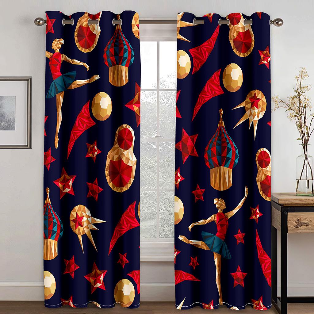 Animated Festa Junina village festival Luxurious Window Panel Drapes in Kids Bedroom Living Room Hall Treatments Kitchen Drapes Blinds