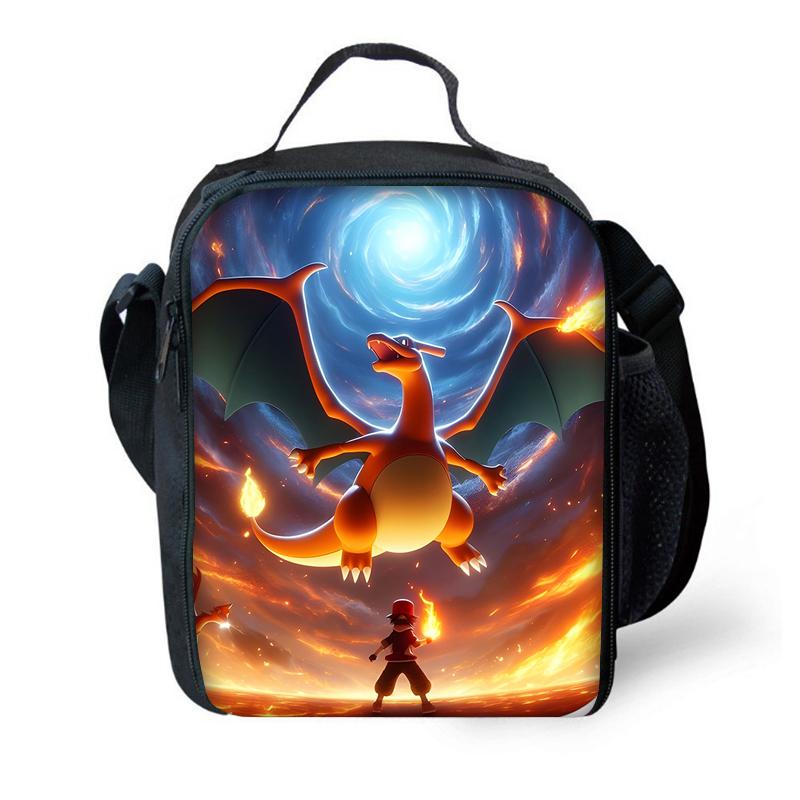 Child School Cute Anime Charizards Backpack with Lunch Bags ,Pencil Bags ,School Bags for Boys Girls Best Gift