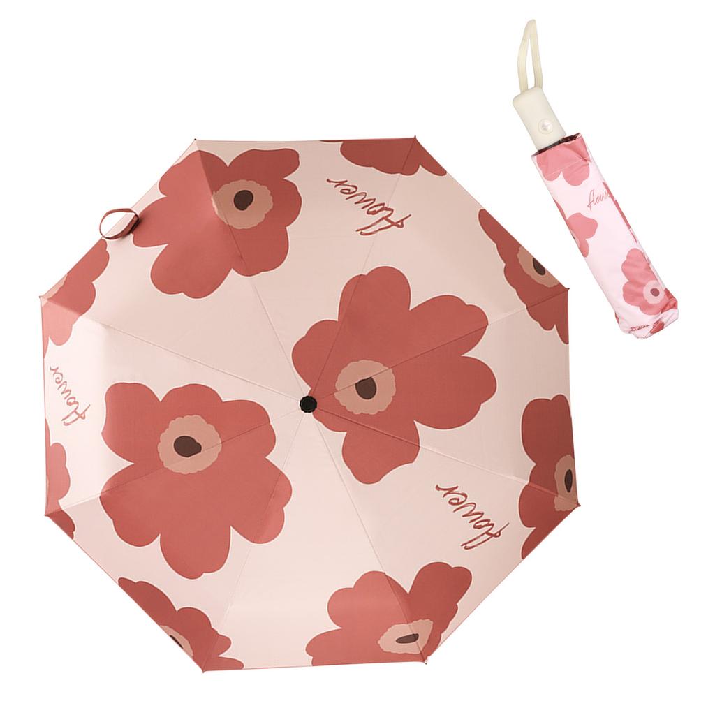 Flower Pattern Folding Umbrella UV Protection Foldable Rain Shine Dual Use Sun Umbrella for