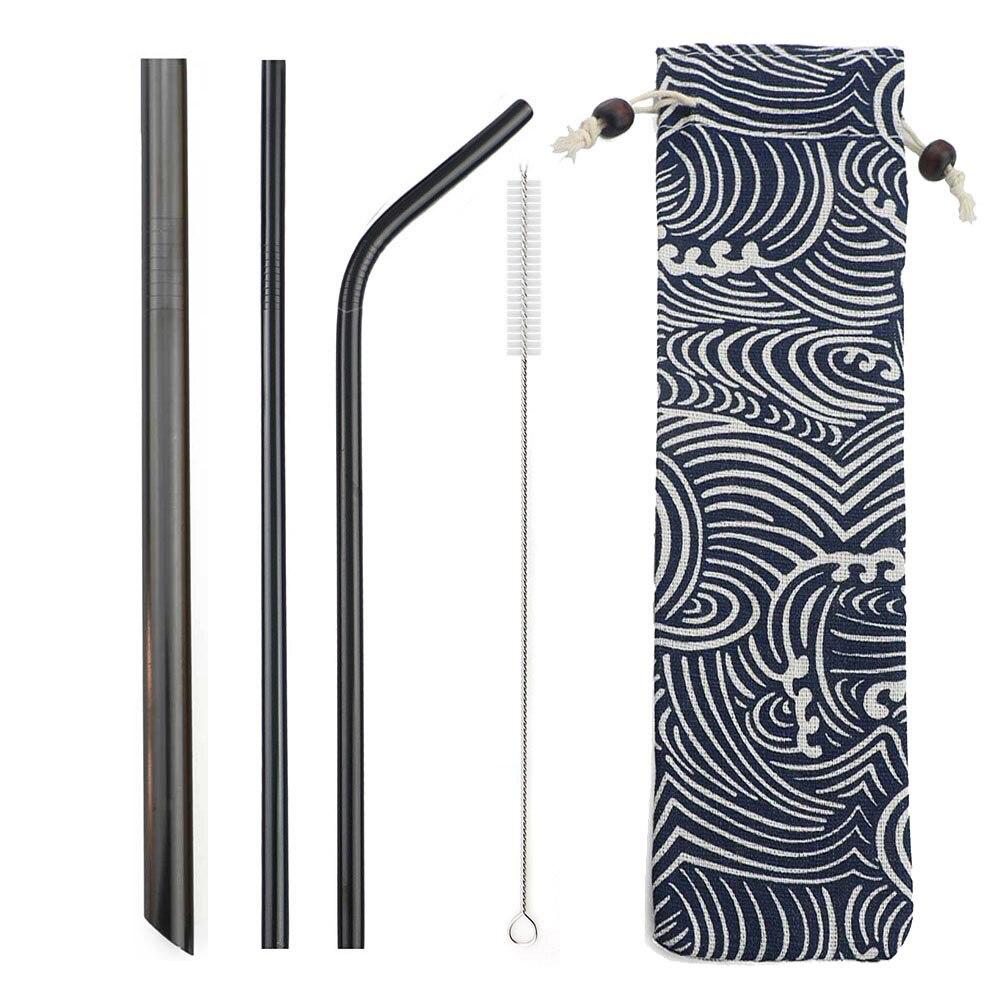 Stainless Steel Drinking Straw Set Colorful Reusable Straw Set Metal Straw Pearl Bubble Tea Straw With Brush Bar Party Accessory