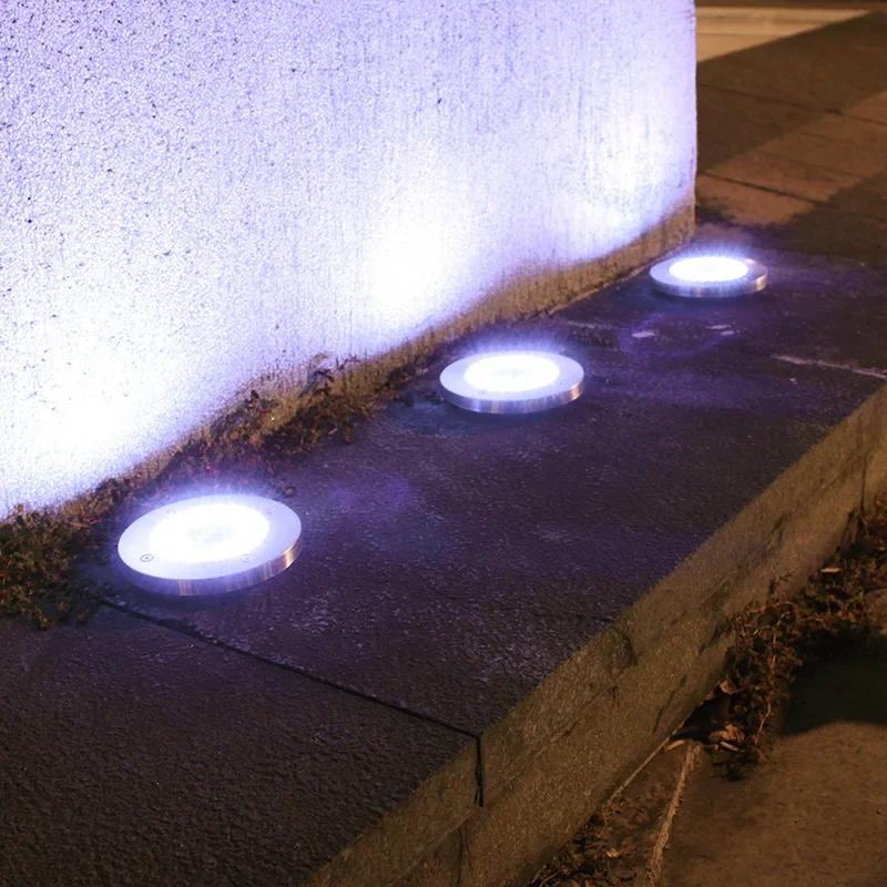 1-4Pcs Solar Power Disk Light Outdoor Garden Solar Underground Light Deck Light Spotlight Buried Solar 8LED Lamp Garden Decor