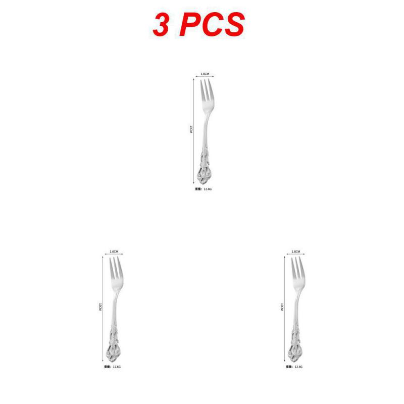1/3PCS Teaspoon European-style Carved Stainless Steel Small Gift Tableware Long Handle Colorful Kitchen Accessories