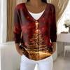 Women's Fashion Long Sleeve Christmas Snowman Snowflake Print Jacket Cardigan