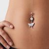 Alloy Rhinestone Piercing Belly Dual Color Shiny Leaf Navel Jewelry Exquisite Dangled Design Flower Rhinestone Belly Ring Beach
