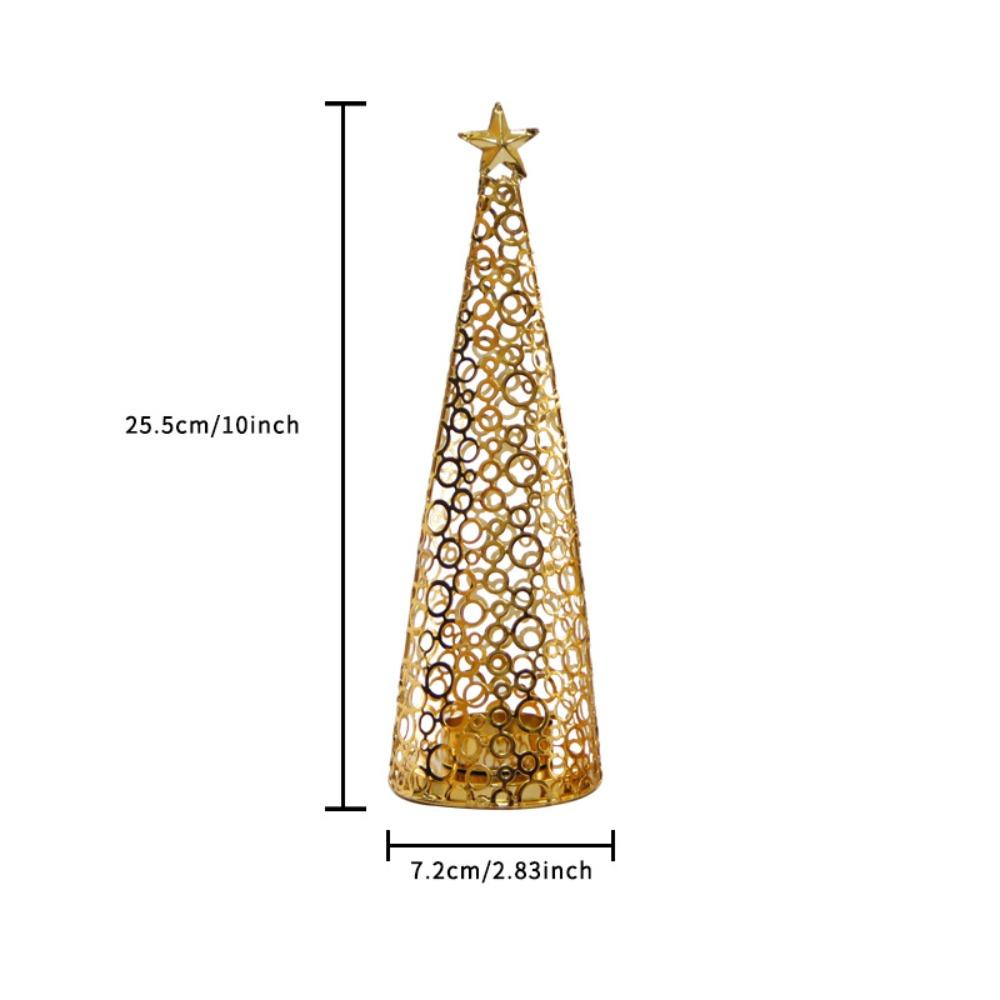 Gold Christmas Tree Candle Holder Hollow Scented Candle Stand Tealight Candle Holder New Year