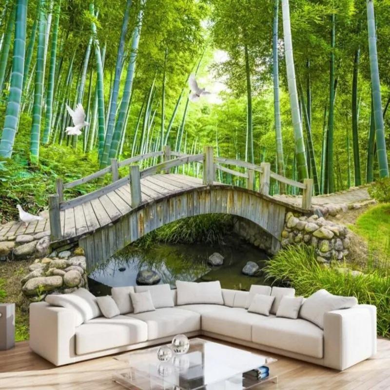 Bridges Bamboo 3d Murals Bedroom Living Room Wall Murals Wallpaper