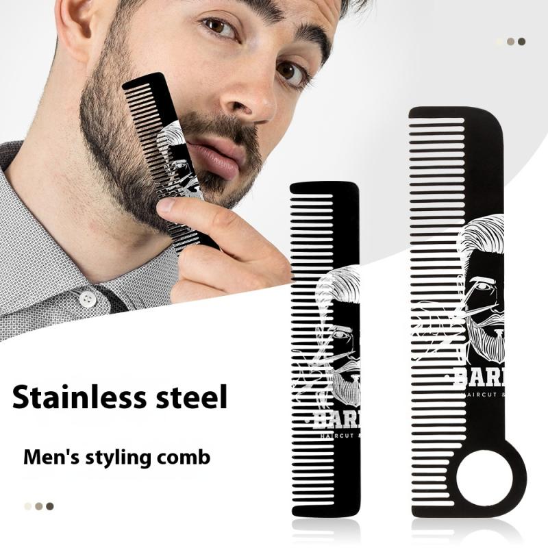Stainless Steel Men'S Beard Comb Portable Mini Oil Head Comb For Barber Mustache Care Shaping Tools Pocket Size Hair Comb
