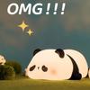 Veilleuse LED Panda Allongé Capteur Tactile Dessin Animé Veilleuses pour Enfants Silicone Cadeau de Fête de Noël Lampe de Chevet Décoration de Chambre à Coucher