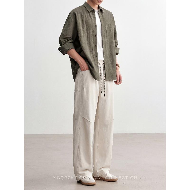 Counter minimalist design high-end tencel cotton blended thin casual pants men's spring and summer loose straight trousers
