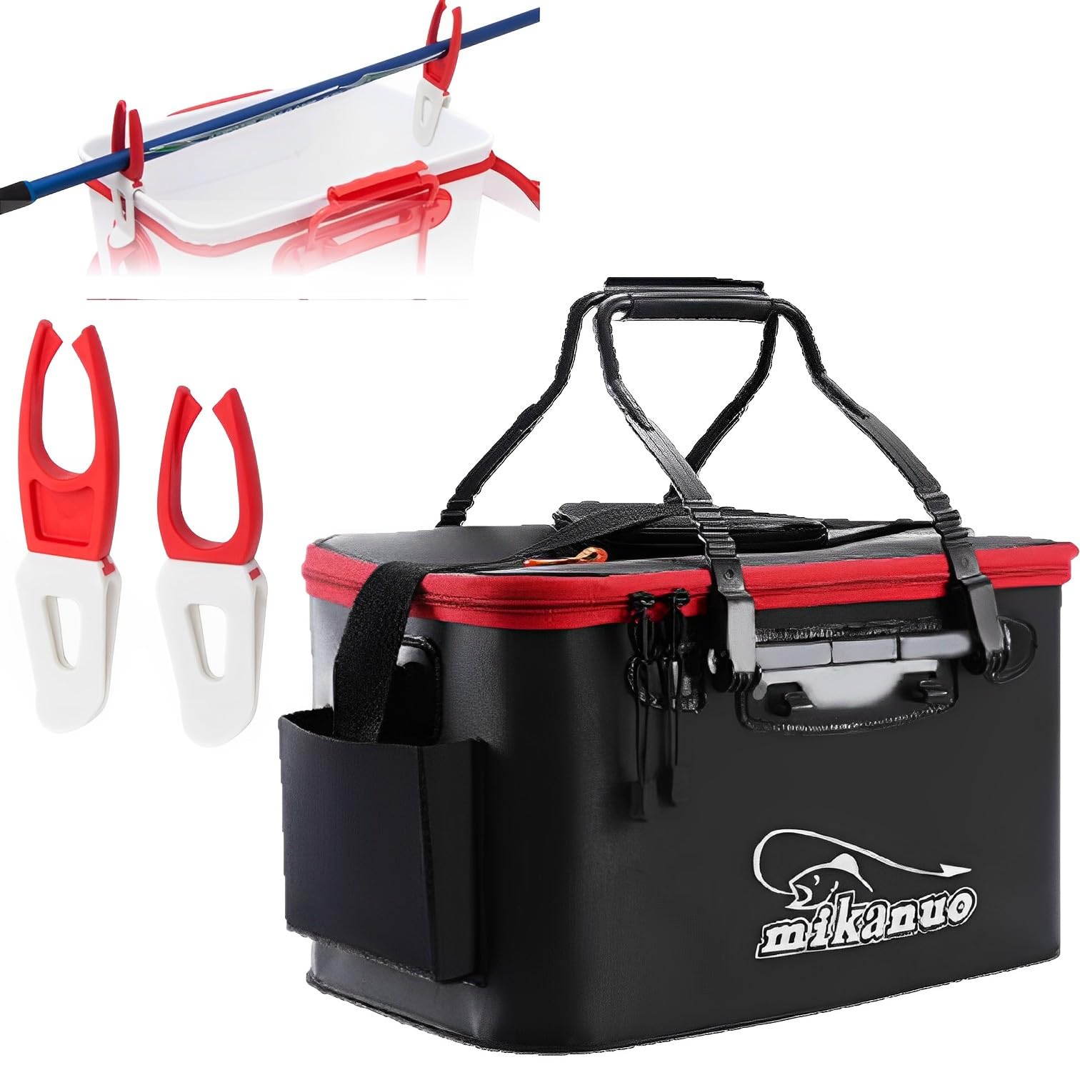 

MIMIA Bucket and Rod Holder Set, Fishing Gear, for Rock Fishing, Fishing, Disaster Preparedness, Fishing Rod Set, Water Drawer, Folding Fishing