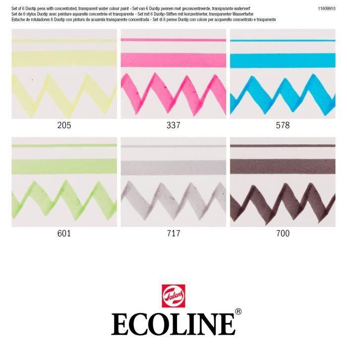 Feutres Duotip Talens Ecoline « Set de base » 6 couleurs