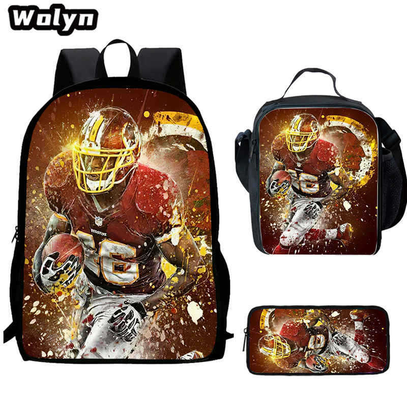 Football football 16 inch meal bag satchel three-piece pattern primary school backpack