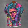 Men's and Women's Summer Shirts Fashion Cool Alien Pattern Printed Short Sleeve Casual Outdoor Men's Clothing Blouse